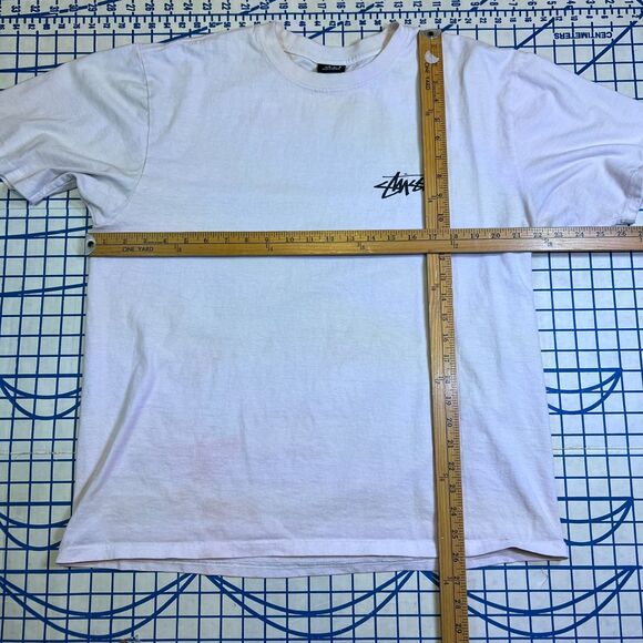 Vtg Stüssy Withered Flower Graphic T-Shirt Size Large White Pink Short Sleeve - Picture 13 of 13